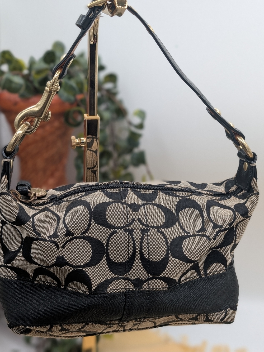 Coach Signature C Jacquard Black Demi Mini Baguette Purse Anniversary Y2K #40024